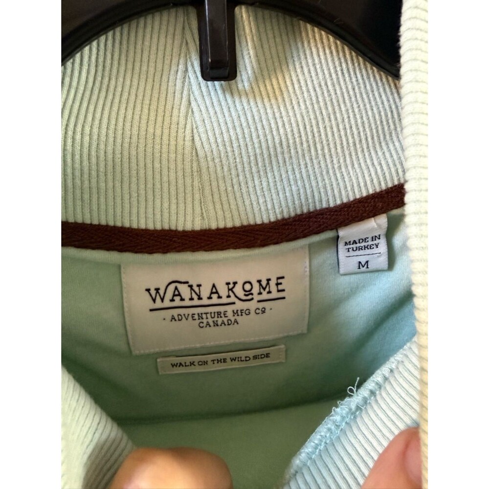 Wanakome Canada Mock Neck Sweatshirt Logo Patch Pullover in Mint Green M NWOT - Picture 6 of 11